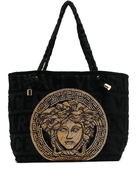 versace tot|versace icon towelling tote.